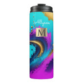 Dynamic Liquid Abstract, Naam & Monogram Thermosbeker (Voorkant)