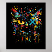 Dynamic Paint Splatter Cat Face Decorative  Poster (Voorkant)