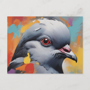 Dynamic Pigeon Abstract Expressionist Bird Briefkaart