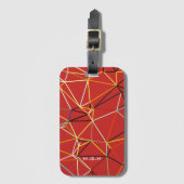 Dynamic Red Abstract Geometric Monogram Bagagelabel (Voorkant (verticaal))