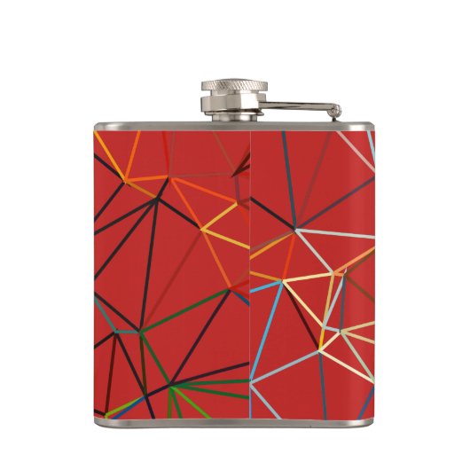 Dynamic Red Abstract Geometric Monogram Heupfles (Achterkant)