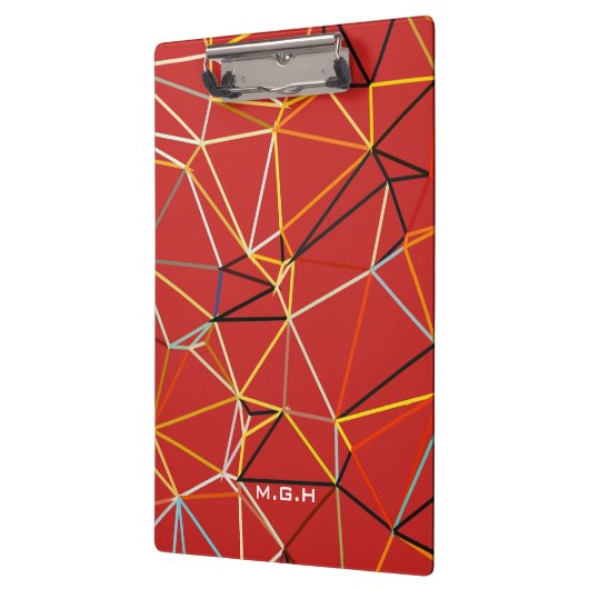 Dynamic Red Abstract Geometric Monogram Klembord (Links)