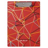 Dynamic Red Abstract Geometric Monogram Klembord (Voorkant)