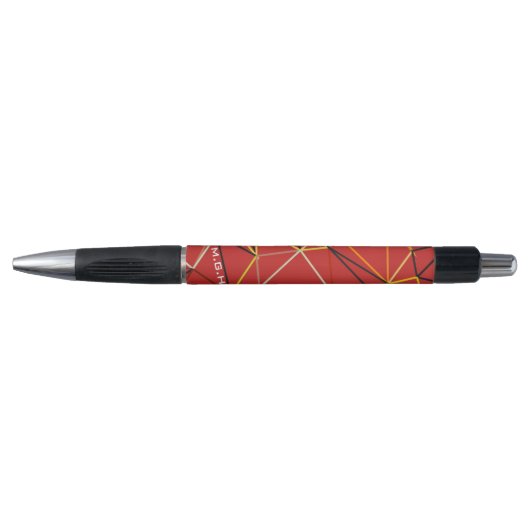 Dynamic Red Abstract Geometric Monogram Pen (Voorkant)