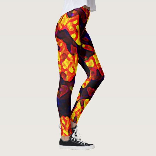 Dynamic Red Black Yellow Trendy Abstracte vormen Leggings (Rechts)