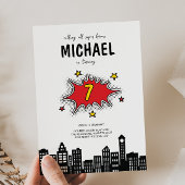 Dynamic Superhero 1e Verjaardag uitnodiging