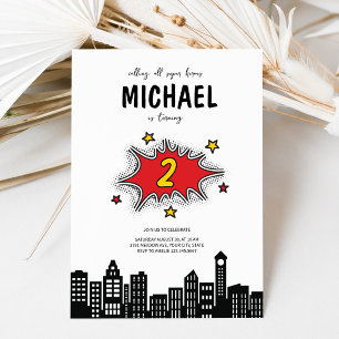 Dynamic Superhero 2e verjaardag uitnodiging