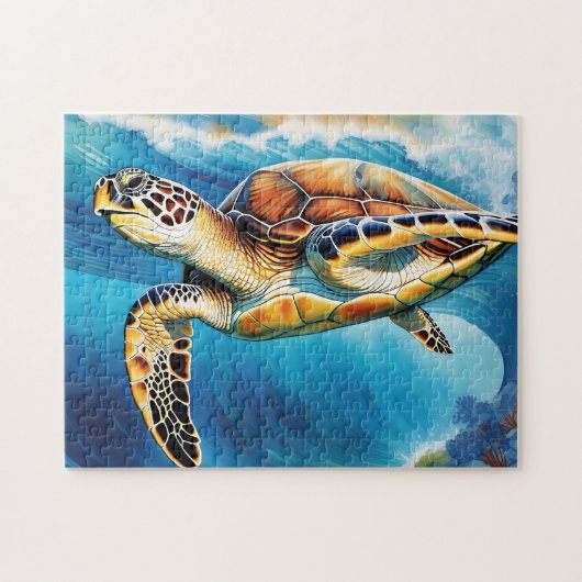 Dynamic Zee Turtle Wave Waterverf Legpuzzel (Horizontaal)