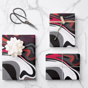 Dynamieke Abstract Draaikolk van Rood, Zwart, Wit Inpakpapier Vel