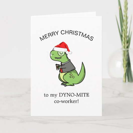 dynamiet collega dinosaurus grappig vrolijk kerstf kaart (Voorkant)