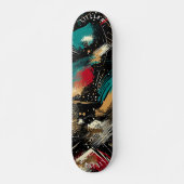Dynamisch Abstract met gestructureerde penseelstre Skateboard (Voorkant)