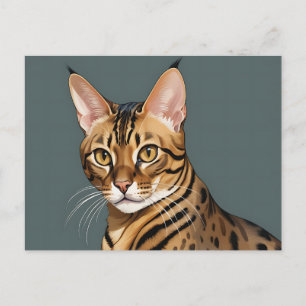 Dynamisch Bengaals kattenportret met onderscheiden Briefkaart