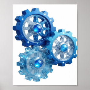Dynamisch Blauw BLUE GEAR v2 Poster