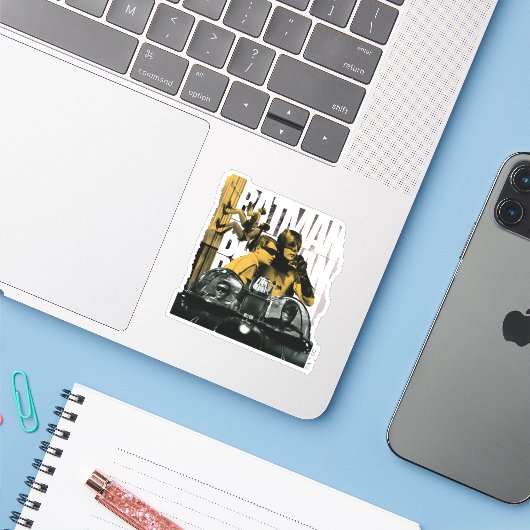 Dynamisch Duo Scrapbook Foto Sticker (Laptop met iPhone)