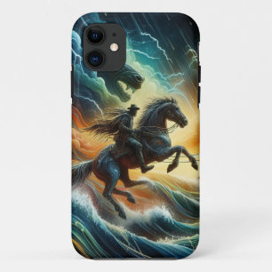Dynamisch duo: Stormy Horseback Adventure iPhone 11 Hoesje