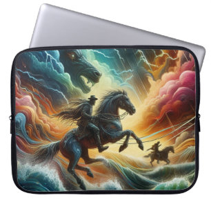 Dynamisch duo: Stormy Horseback Adventure Laptop Sleeve