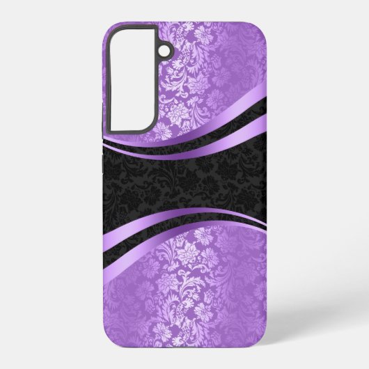 Dynamisch geometrisch ontwerp in paars en zwart samsung galaxy hoesje (Achterkant)