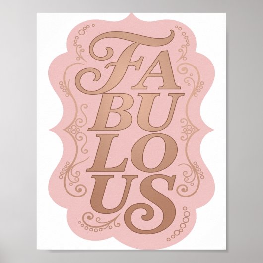 Dynamisch Goud FABULOUS 3D-tekstkunst Poster (Voorkant)