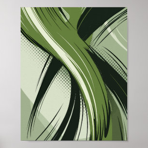 Dynamisch groen abstract golfdesign poster