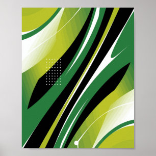 Dynamisch groen Abstract met gebogen strepen Poster