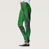 Dynamisch groen en zwart motief leggings (Links)