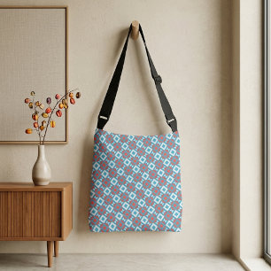 Dynamisch Koraal Teal Geometrisch Optisch Patroon Crossbody Tas