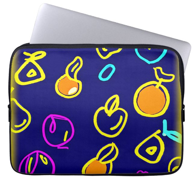 Dynamisch Neon Fruits Pattern Design Laptop Sleeve (Voorkant)