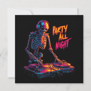 Dynamisch neonkleurgeluid Skeleton DJ die platen d