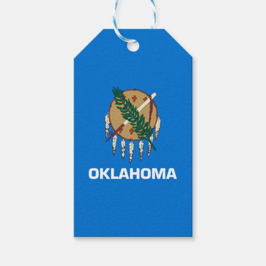 Dynamisch Oklahoma State Flag Graphic op a Cadeaulabel (Voorkant)