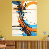 Dynamisch Oranje Blauwe Abstracte Expressionisme C Canvas Afdruk (Insitu (Woonkamer))
