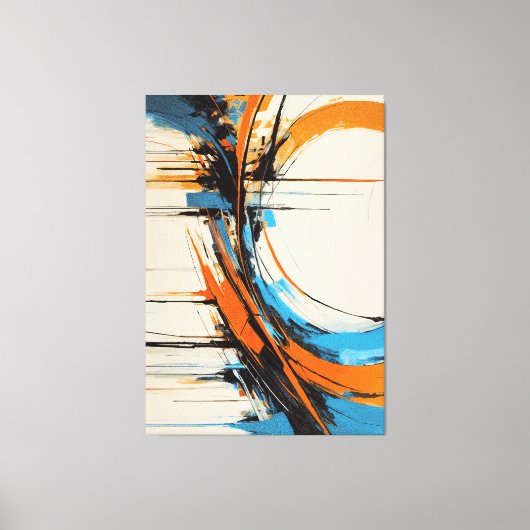 Dynamisch Oranje Blauwe Abstracte Expressionisme C Canvas Afdruk (Voorkant)