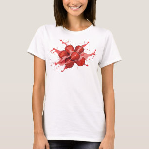 Dynamisch Rode Abstracte Aardbeien Artistiek Motie T-shirt