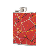 Dynamisch Rood Abstract Geometrisch Monogram Heupfles (Links)
