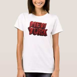Dynamisch Rood NEW YORK 3D Tekst Kunst T-shirt