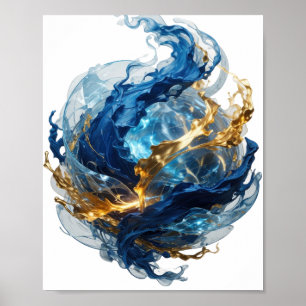 Dynamisch Zilver ABSTRACTE KUNST Abstract Design v Poster