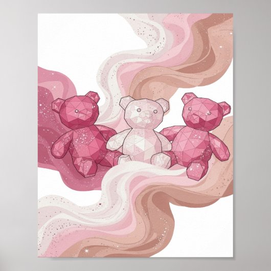 Dynamisch Zilver DRIE TEDDYBEREN IN DE RUIMTE Poster (Voorkant)