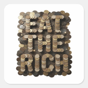 Dynamisch zilver EAT THE RICH sticker kunst