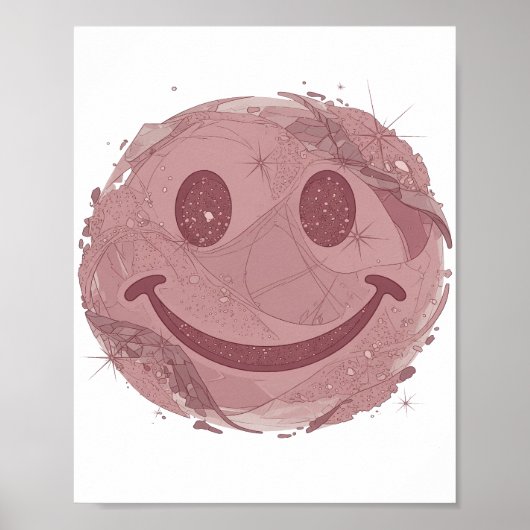 Dynamisch Zilver HAPPY FACE Print (Voorkant)