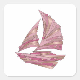 Dynamisch Zilver ROZE KRISTAL SCHIP Sticker Afdruk