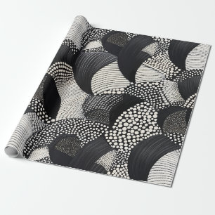 Dynamisch Zwart Wit - Geometrische Organische Stro Cadeaupapier