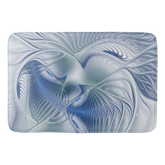 Dynamische Abstracte blauwe tinten Fractal Art Badmat (Voorkant)