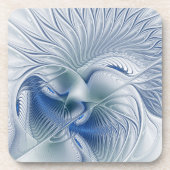 Dynamische Abstracte blauwe tinten Fractal Art Bier Onderzetter (Voorkant)