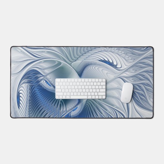 Dynamische Abstracte blauwe tinten Fractal Art Bureaumat (Keyboard & Muis)