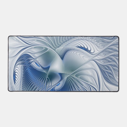 Dynamische Abstracte blauwe tinten Fractal Art Bureaumat (Voorkant)