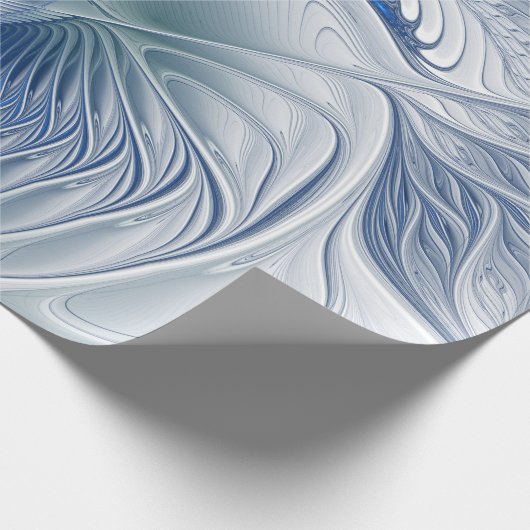 Dynamische Abstracte blauwe tinten Fractal Art Cadeaupapier (Hoek)