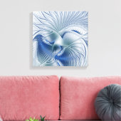 Dynamische Abstracte blauwe tinten Fractal Art Canvas Afdruk (Insitu (Woonkamer))