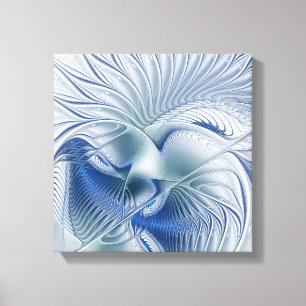 Dynamische Abstracte blauwe tinten Fractal Art Canvas Afdruk