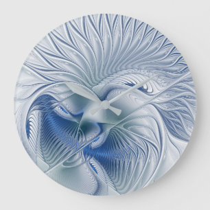 Dynamische Abstracte blauwe tinten Fractal Art Grote Klok