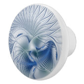Dynamische Abstracte blauwe tinten Fractal Art Keramische Knop (Rechts)