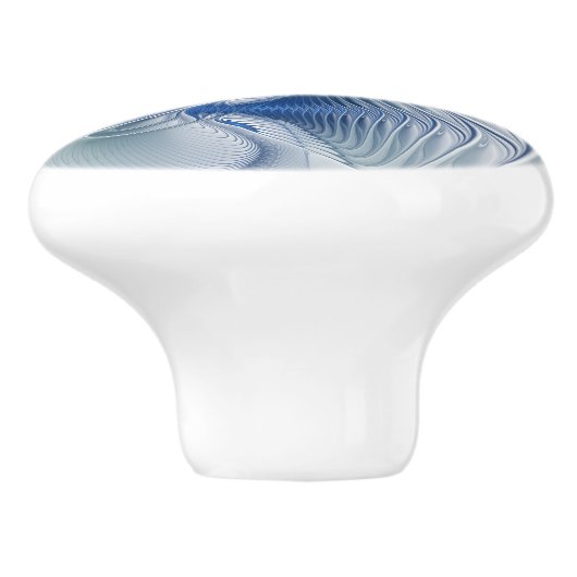 Dynamische Abstracte blauwe tinten Fractal Art Keramische Knop (Zijkant)